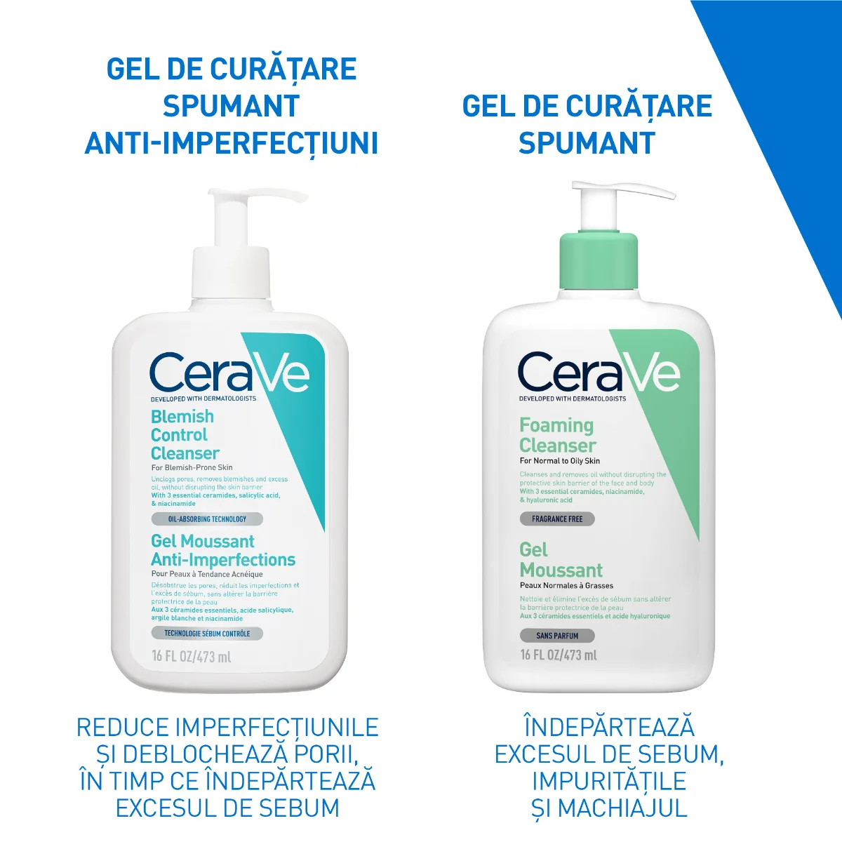 Gel de curatare spumant anti-imperfectiuni pentru ten cu tendinta acneica, 473ml, CeraVe