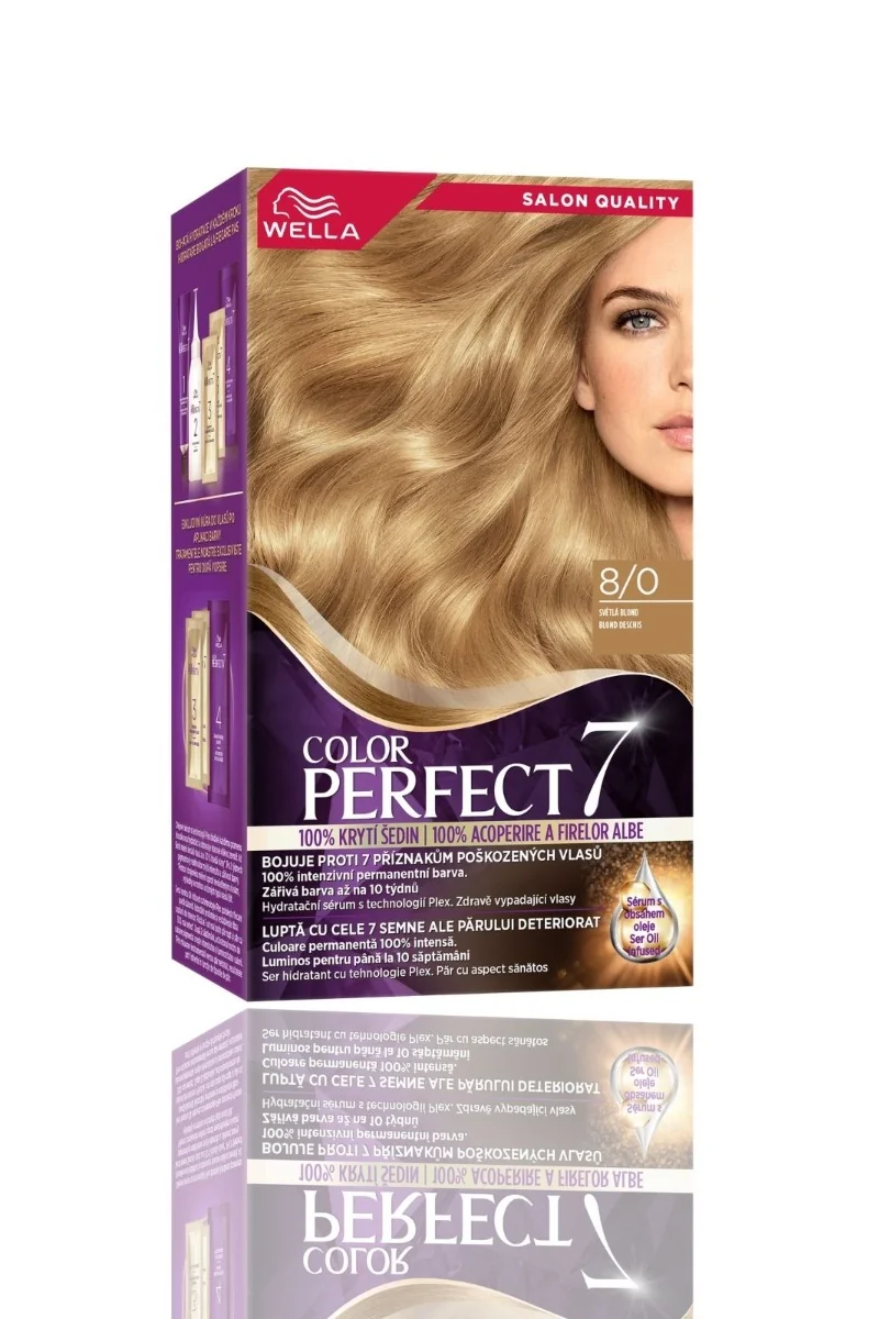 Vopsea de par permanenta Blond Deschis 8/0 Color Perfect, 135ml, Wella