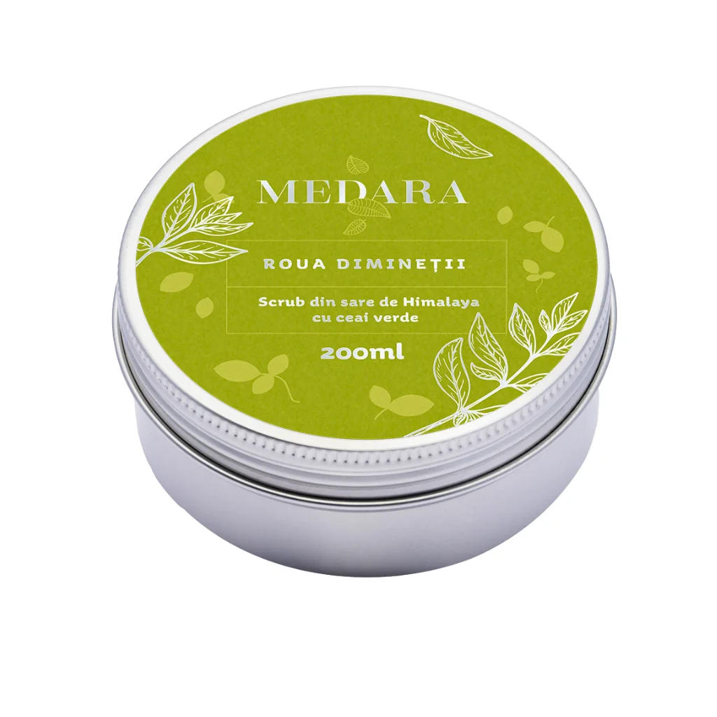 Scrub cu sare de Himalaya si ceai verde Roua Diminetii, 200ml, Medara 