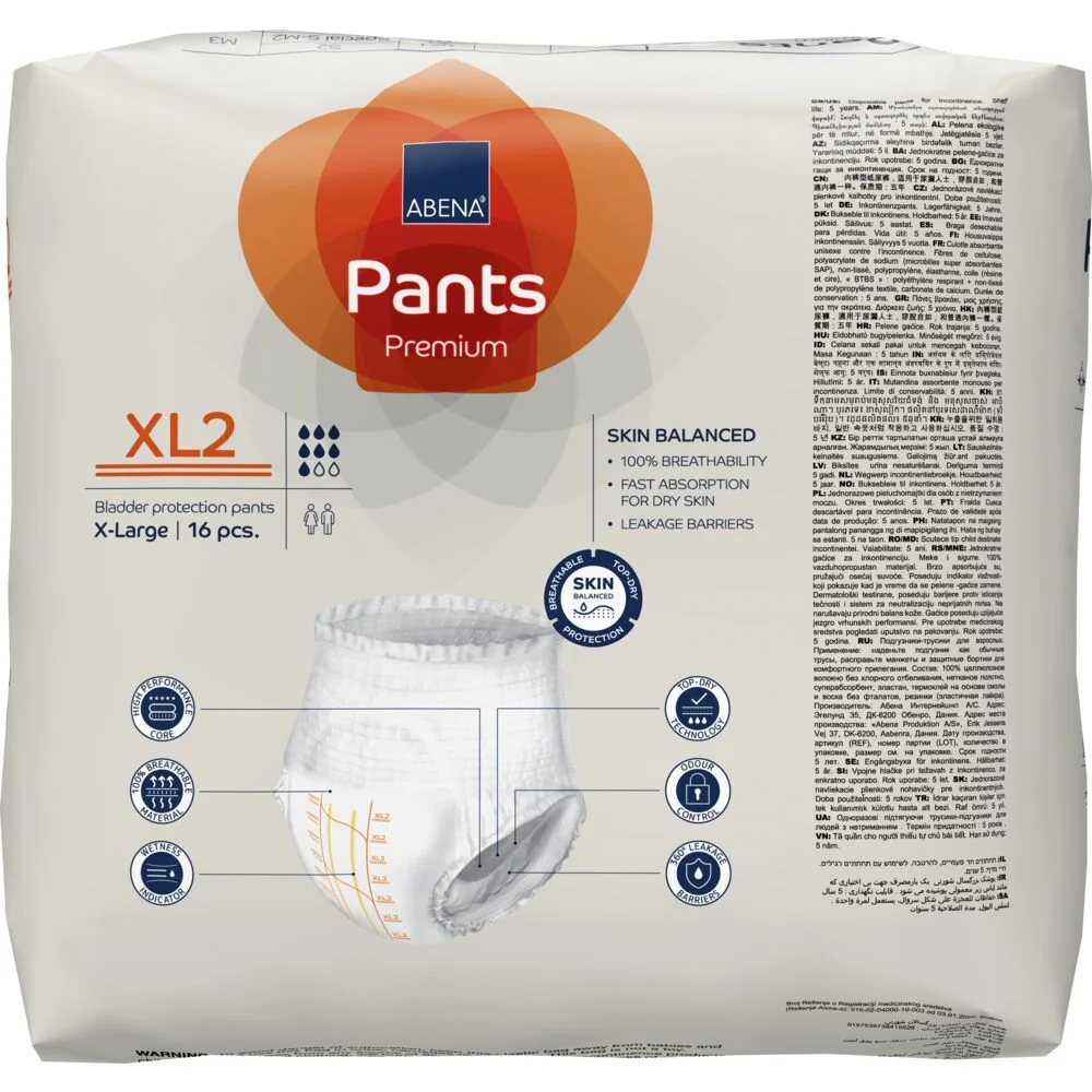 Scutece chilot pentru persoane active Masura XL2 130-170 cm Premium Pants unisex cu absorbtie 1900ml, 16 bucati, Abena