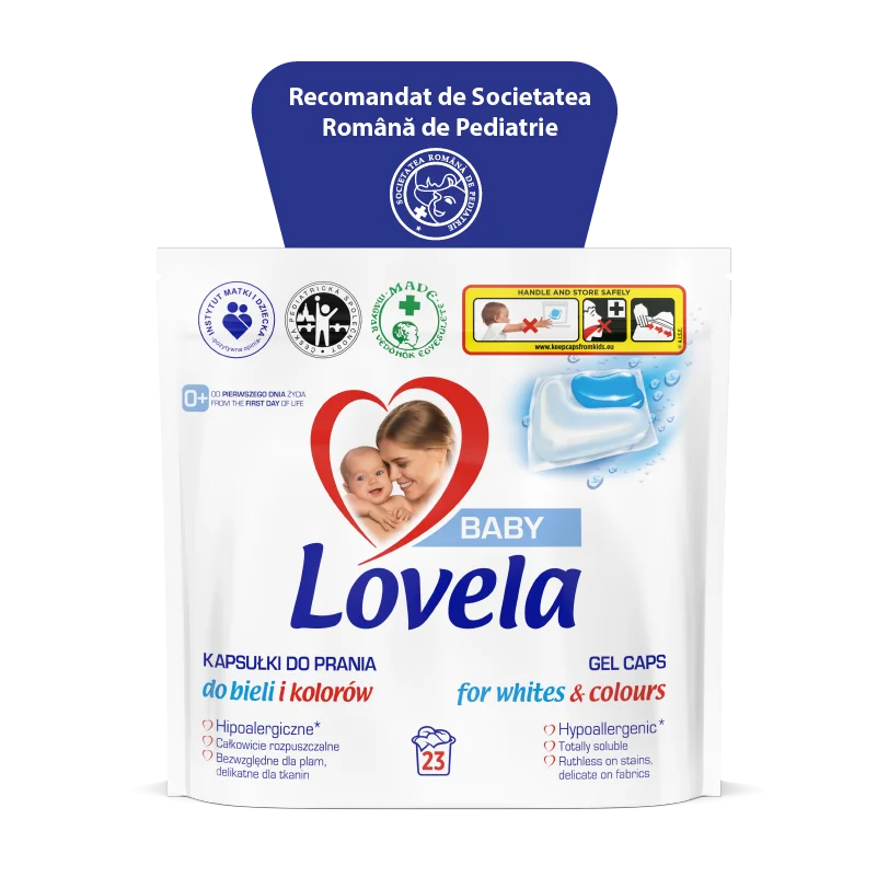 Detergent capsule pentru rufe albe si colorate, 23 capsule, Lovela Baby