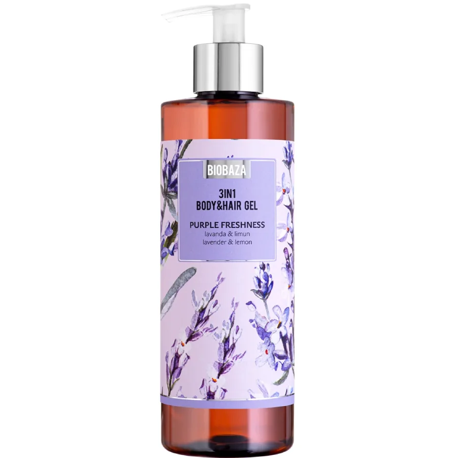 Sampon & gel de dus cu ulei de lavanda si ulei de lamaie Purple Freshness, 400ml, Biobaza