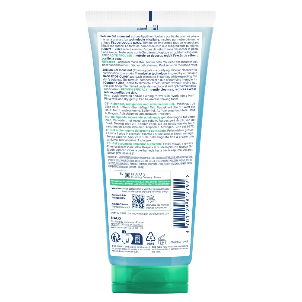 Gel curatare fata pentru ten mixt gras Sebium, 200ml, Bioderma