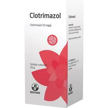 Clotrimazol solutie cutanata 10 mg/g, 25 g, Biofarm