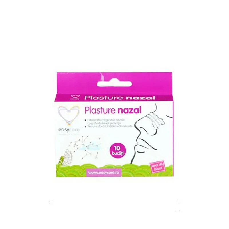 Plasture nazal pentru usurarea respiratiei 76 x 22mm, 10 bucati, EasyCare | Dr. Max Farmacia