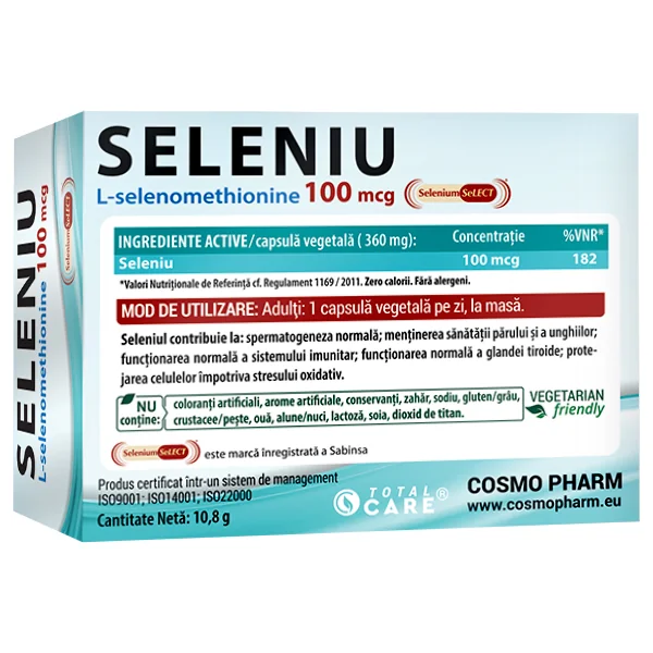 Seleniu 100mcg, 30 capsule, Cosmopharm