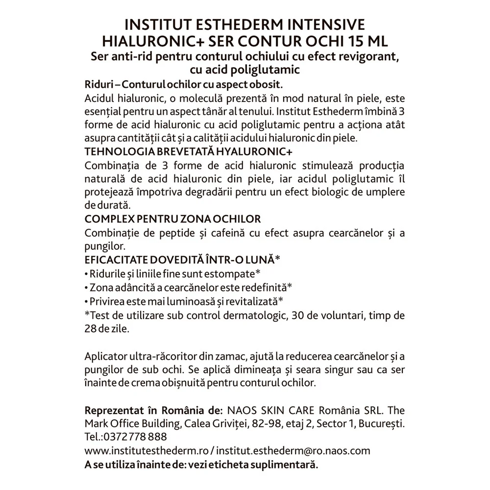 Ser contur ochi Intensive Hyaluronic, 15ml, Institut Esthederm