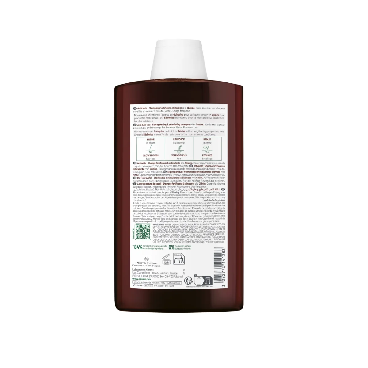 Sampon chinina si floare de colt Bio, 400ml, Klorane