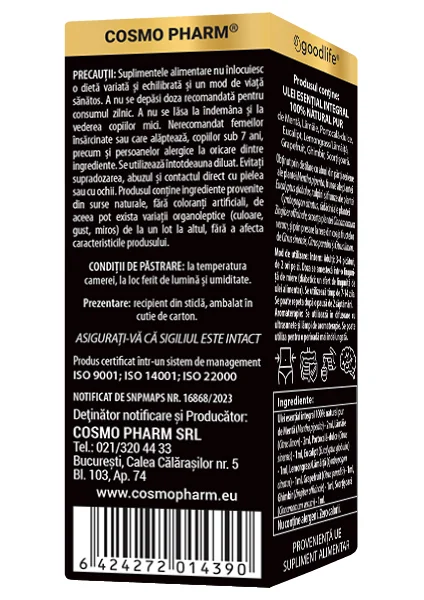 Mix de uleiuri esentiale integrale +8 Energy, 10ml, Cosmopharm