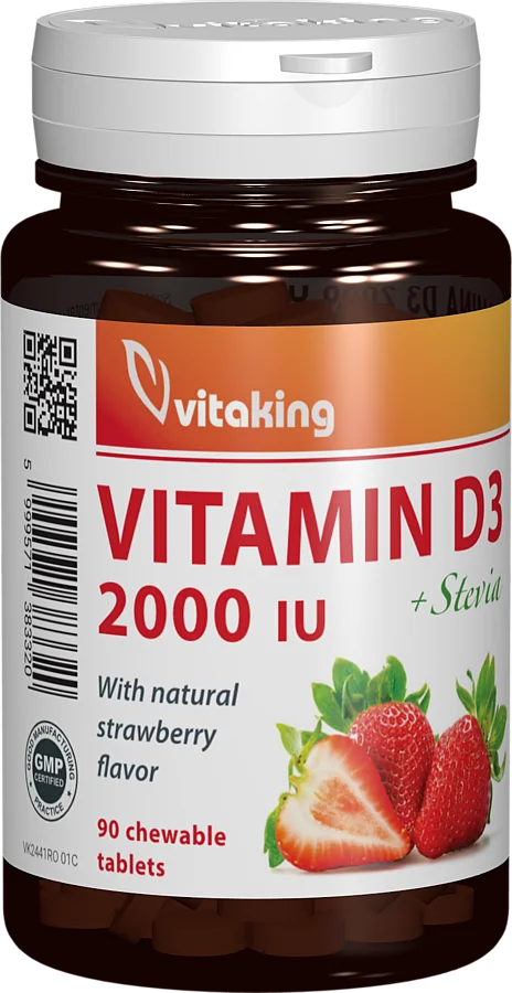 Vitamina D3 2000UI, 90 comprimate masticabile, Vitaking