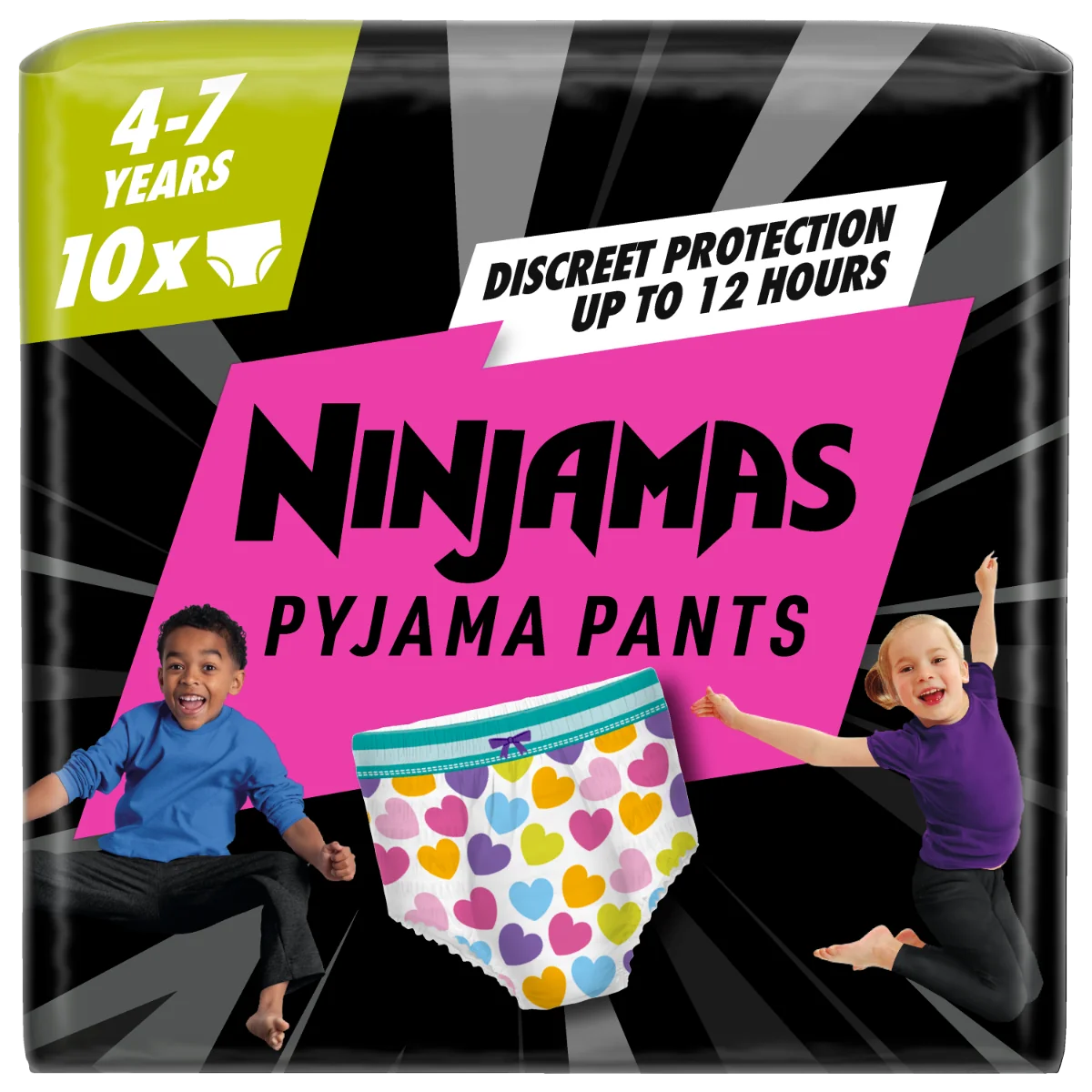 Scutece-chilotel de noapte pentru fetite 4-7 ani 17-30kg, 10 bucati, Ninjamas