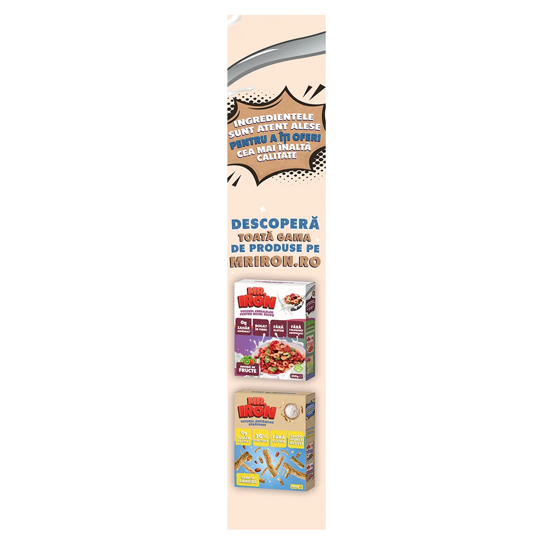 Cereale cu 30% proteina fara zahar low-carb gluten free si vegane Caramel Sarat, 250g, Mr. Iron