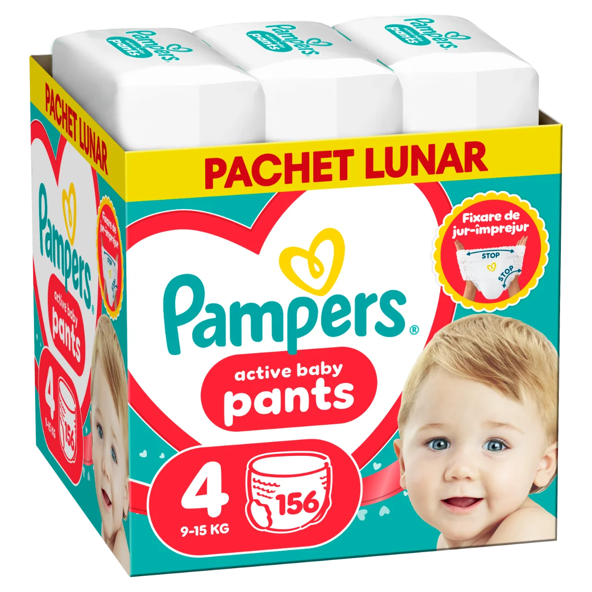 Scutece-chilotel Pants XXL Box Marimea 4 pentru 9-15 kg, 156 bucati, Pampers