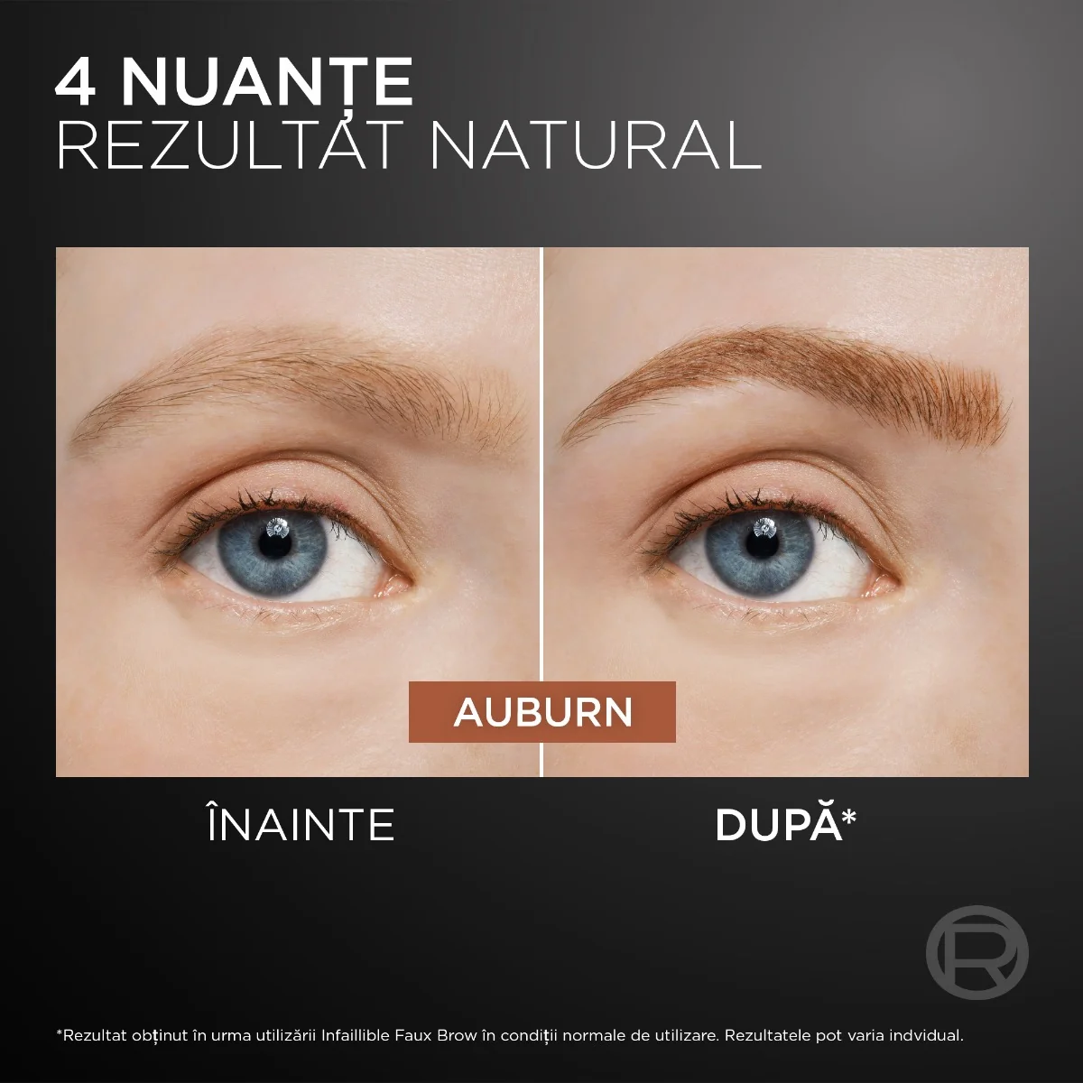 Tus pentru sprancene cu pensula dubla Faux Brow Auburn Infaillible, 1ml, L'Oreal Paris
