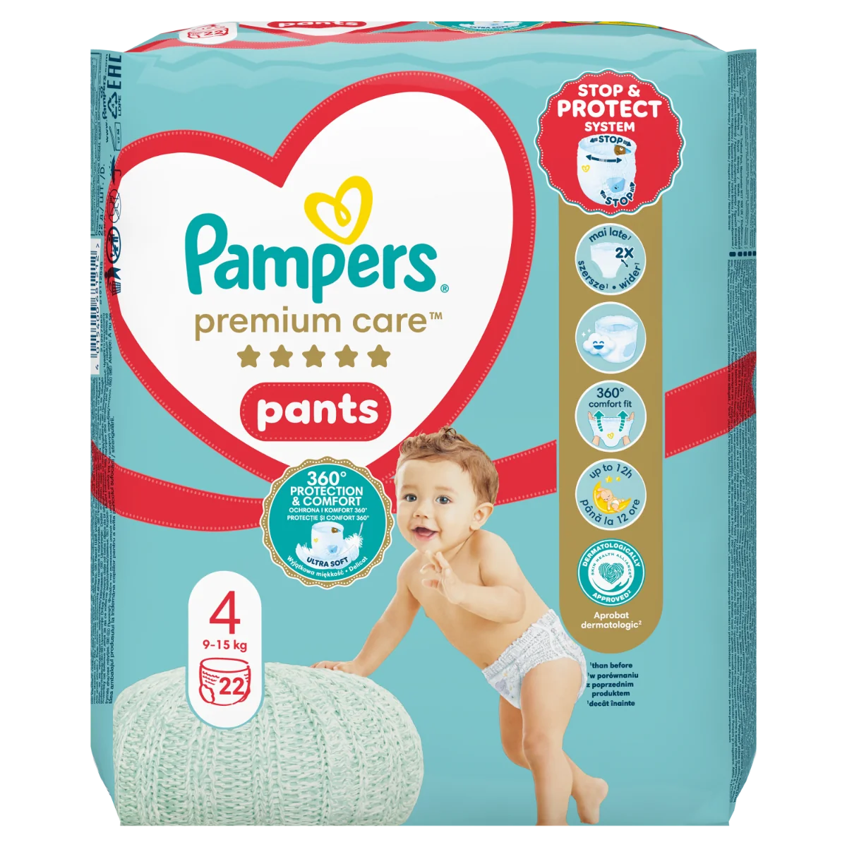 Scutece Pants Premium Care Nr.4 9-15kg, 22 bucati, Pampers