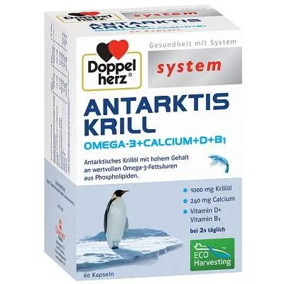 System Krill Antarctic Omega-3 + Calciu + D3 + B1, 60 capsule, Doppelherz