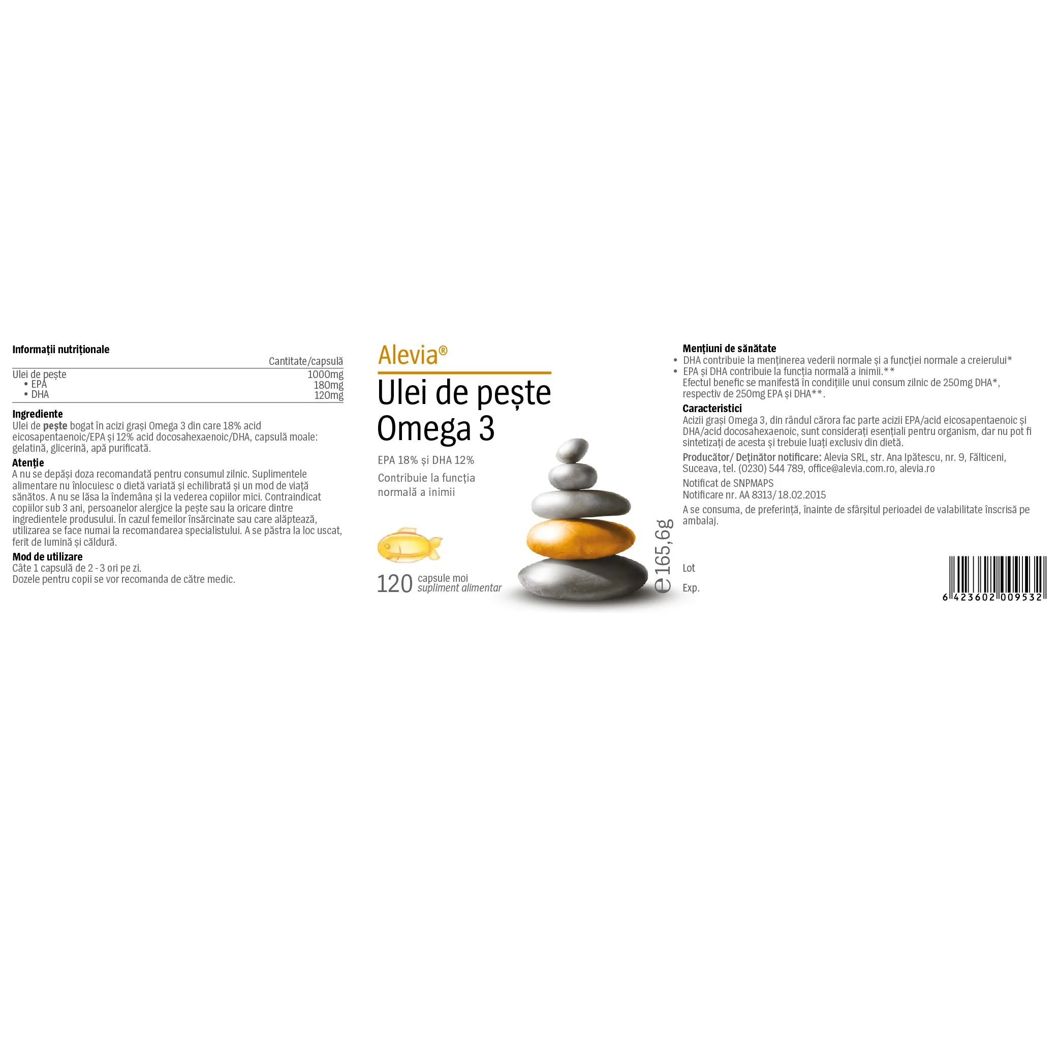 Ulei de peste Omega 3, 120 capsule, Alevia