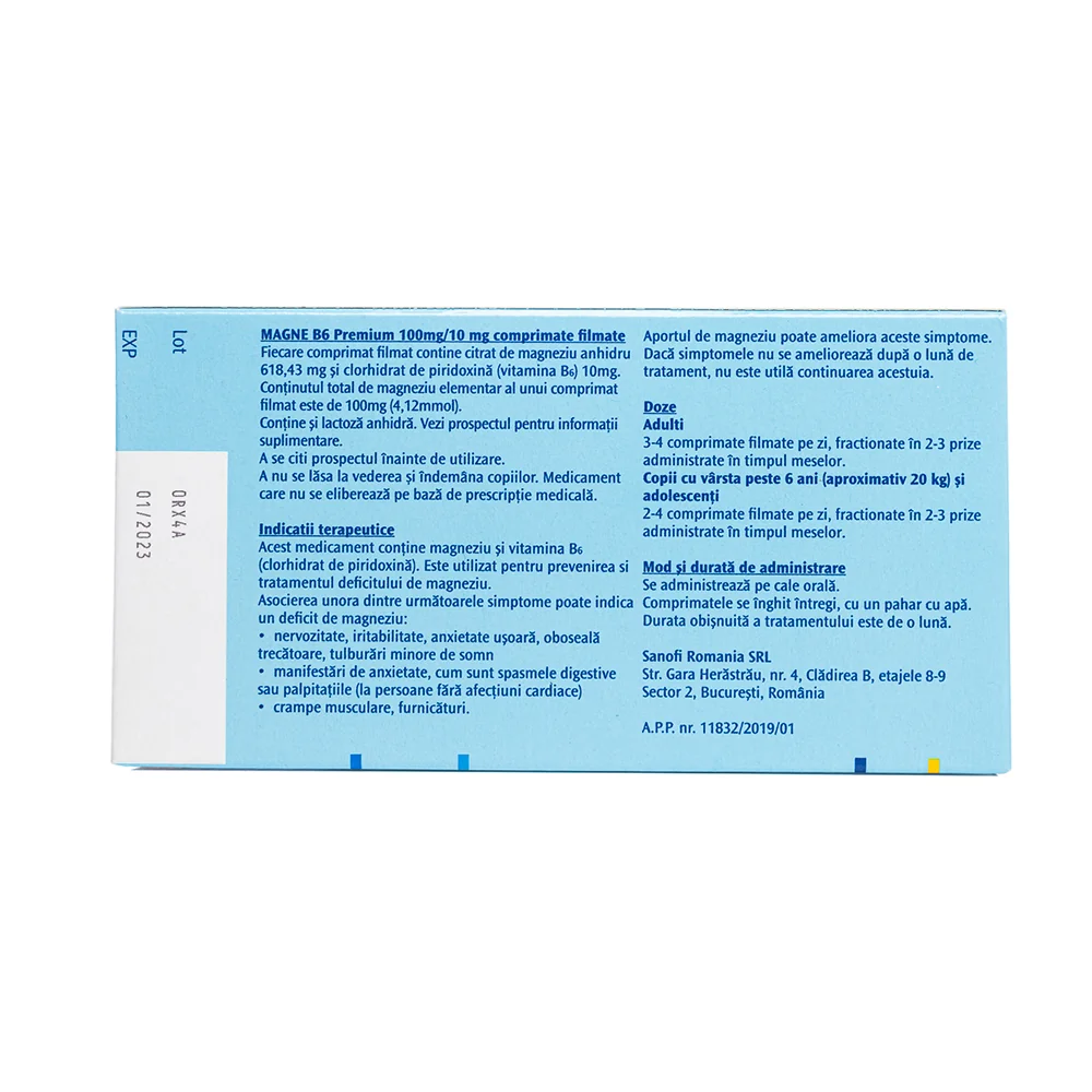 Magne B6 Premium 100mg / 10mg, 30 comprimate, Sanofi