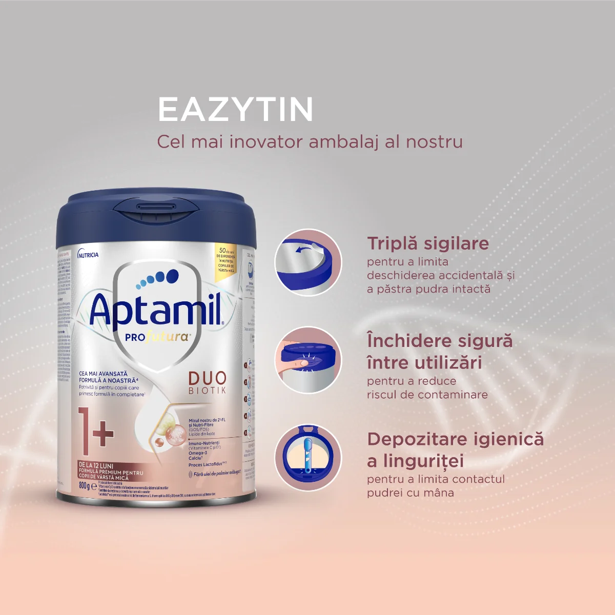 Formula premium pentru copii de 1-2 ani PRO Futura DUO-BIOTIK 1+, 800g, Aptamil