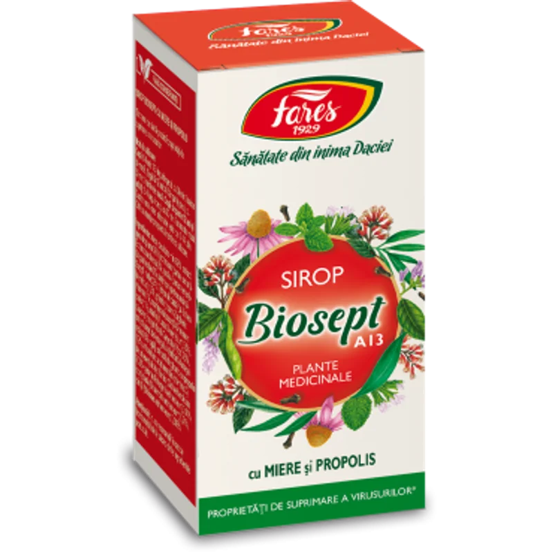 Sirop Biosept sirop A13 plante medicinale cu miere si propolis, 100 ml, Fares