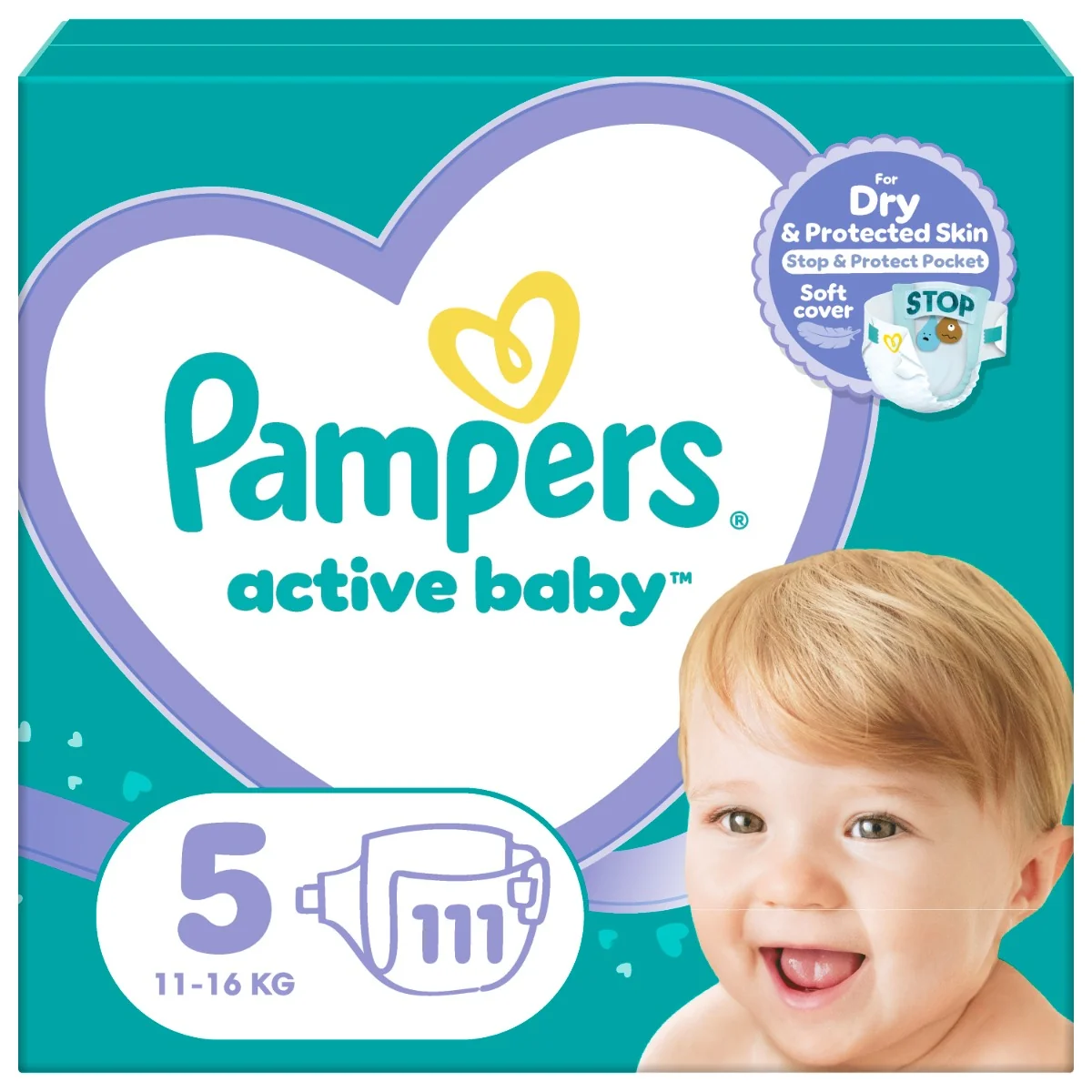 Scutece Active Baby Mega Box Marimea 5 pentru 11 -16 kg, 111 bucati, Pampers