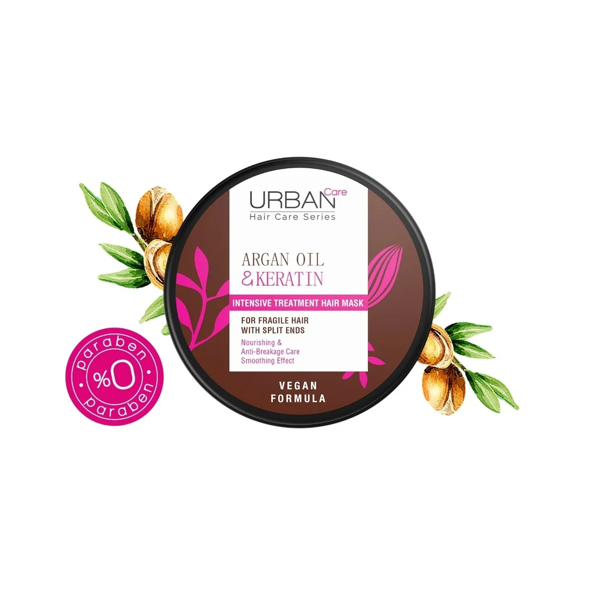 Masca de par intensiva cu Ulei de Argan si Keratina, 230ml, Urban Care 
