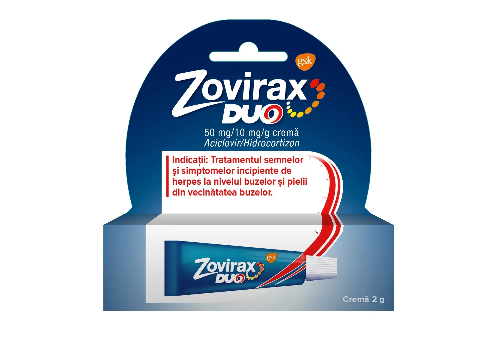 Zovirax Duo crema 50 mg/10mg/g, 2g, GSK