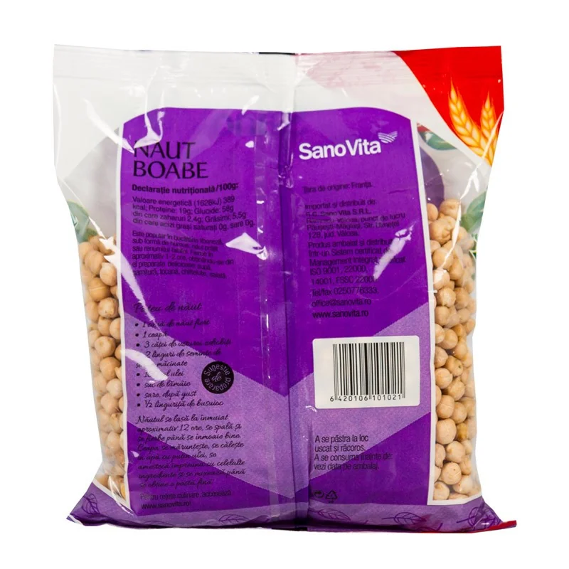 Boabe de naut, 500g, SanoVita