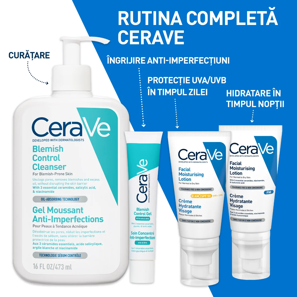 Gel de curatare spumant anti-imperfectiuni pentru ten cu tendinta acneica, 473ml, CeraVe
