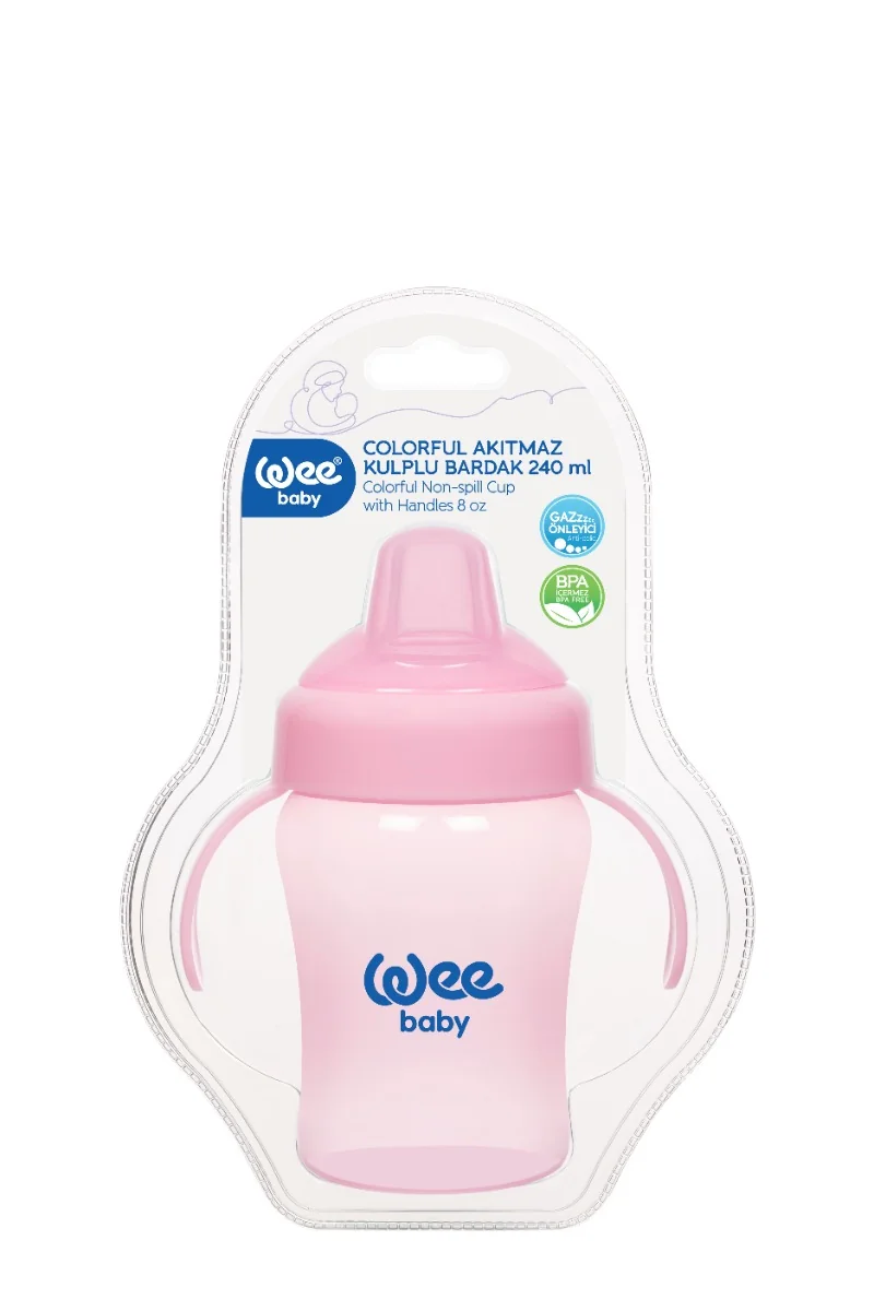 Canita colorata anti-varsare cu maner si cioc din silicon 6+ luni, 240ml, Wee Baby
