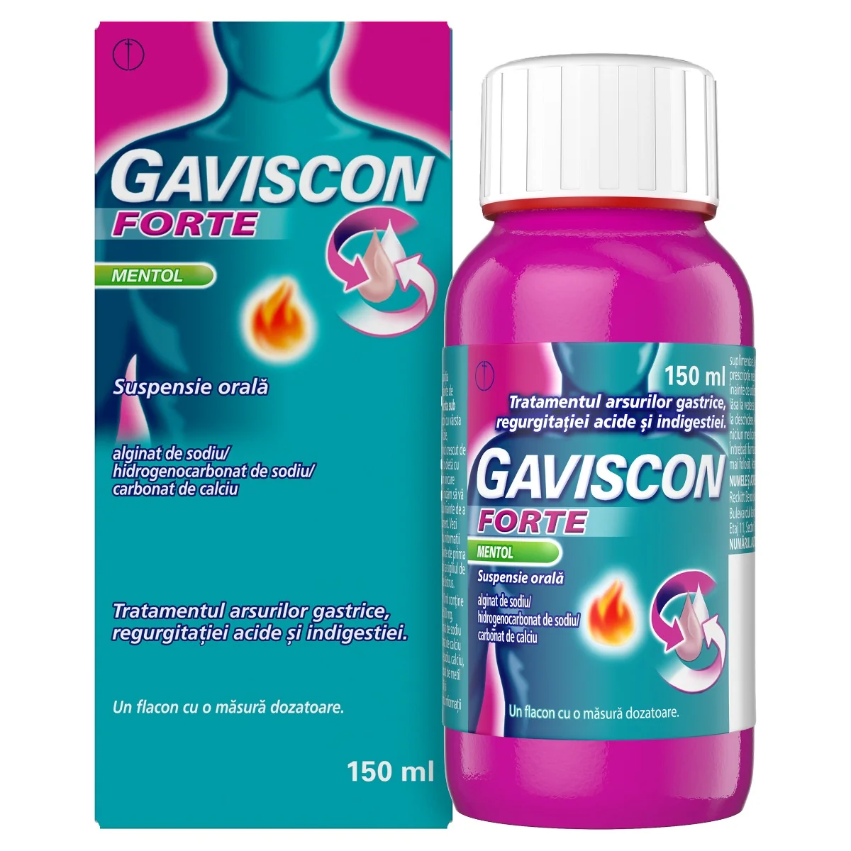 Gaviscon Forte Mentol suspensie orala, 150ml, Reckitt Benckiser