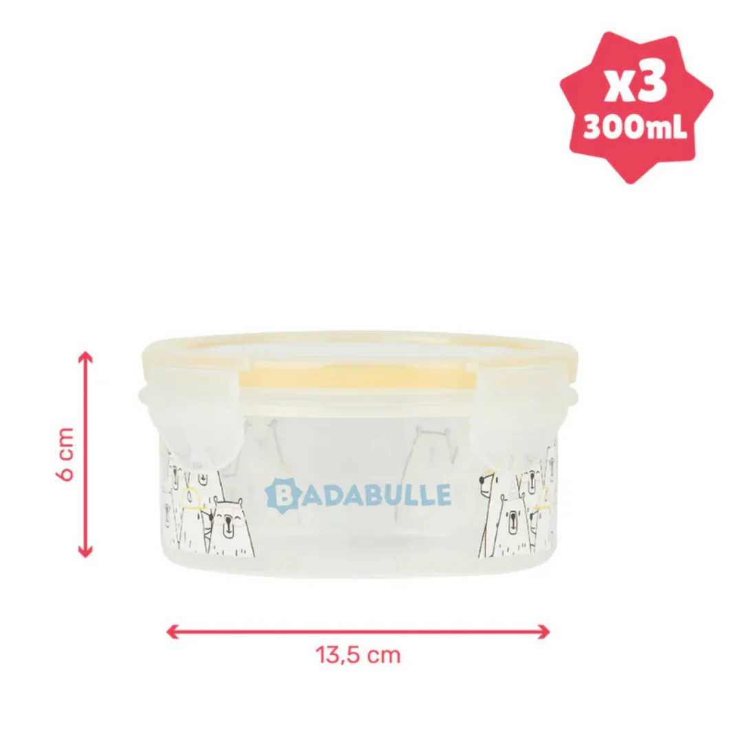 Set 3 boluri ermetice pentru pastrarea hranei Maxi, 300ml, 1 bucata, Badabulle