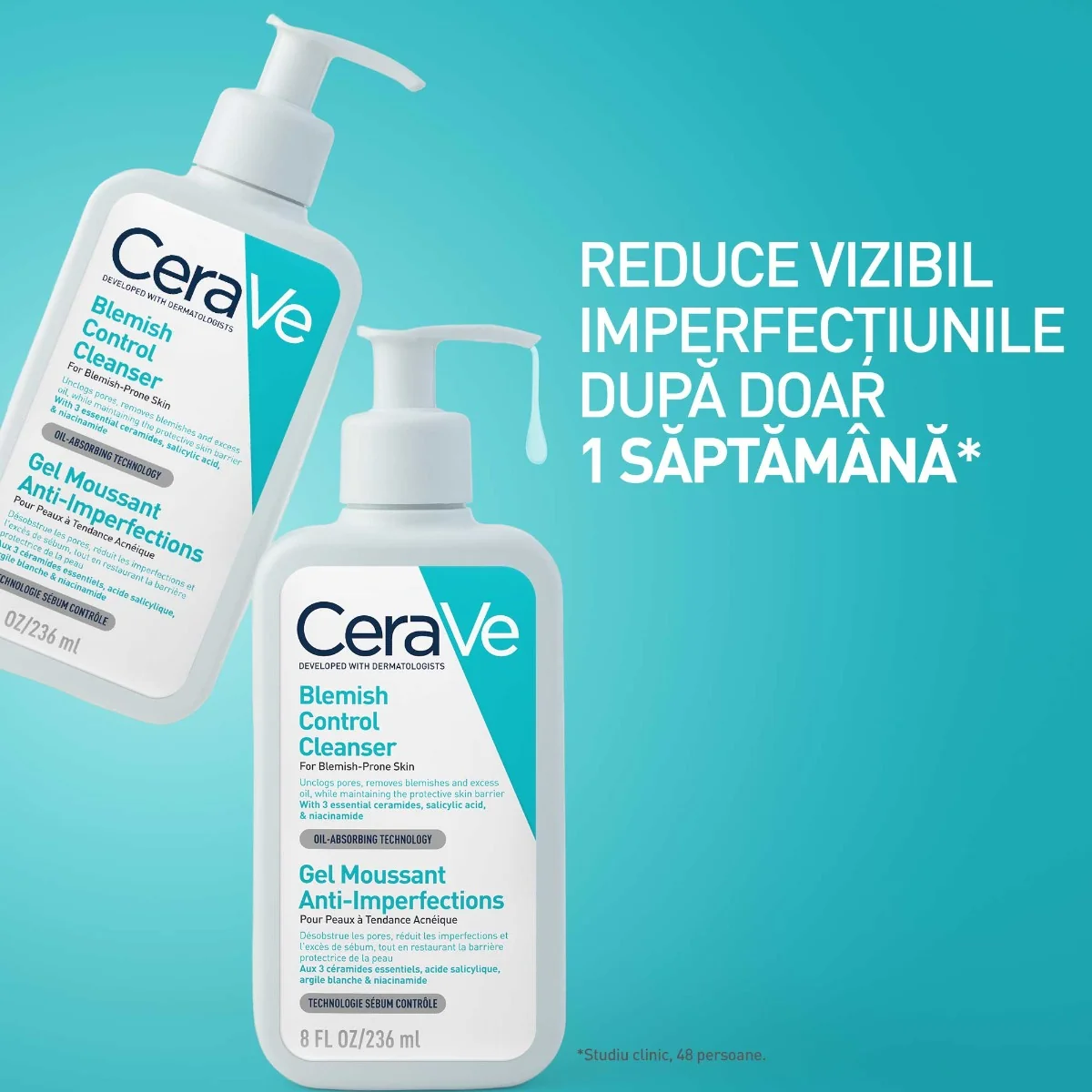 Gel de curatare spumant anti-imperfectiuni ten cu tendinta acneica, 236ml, CeraVe