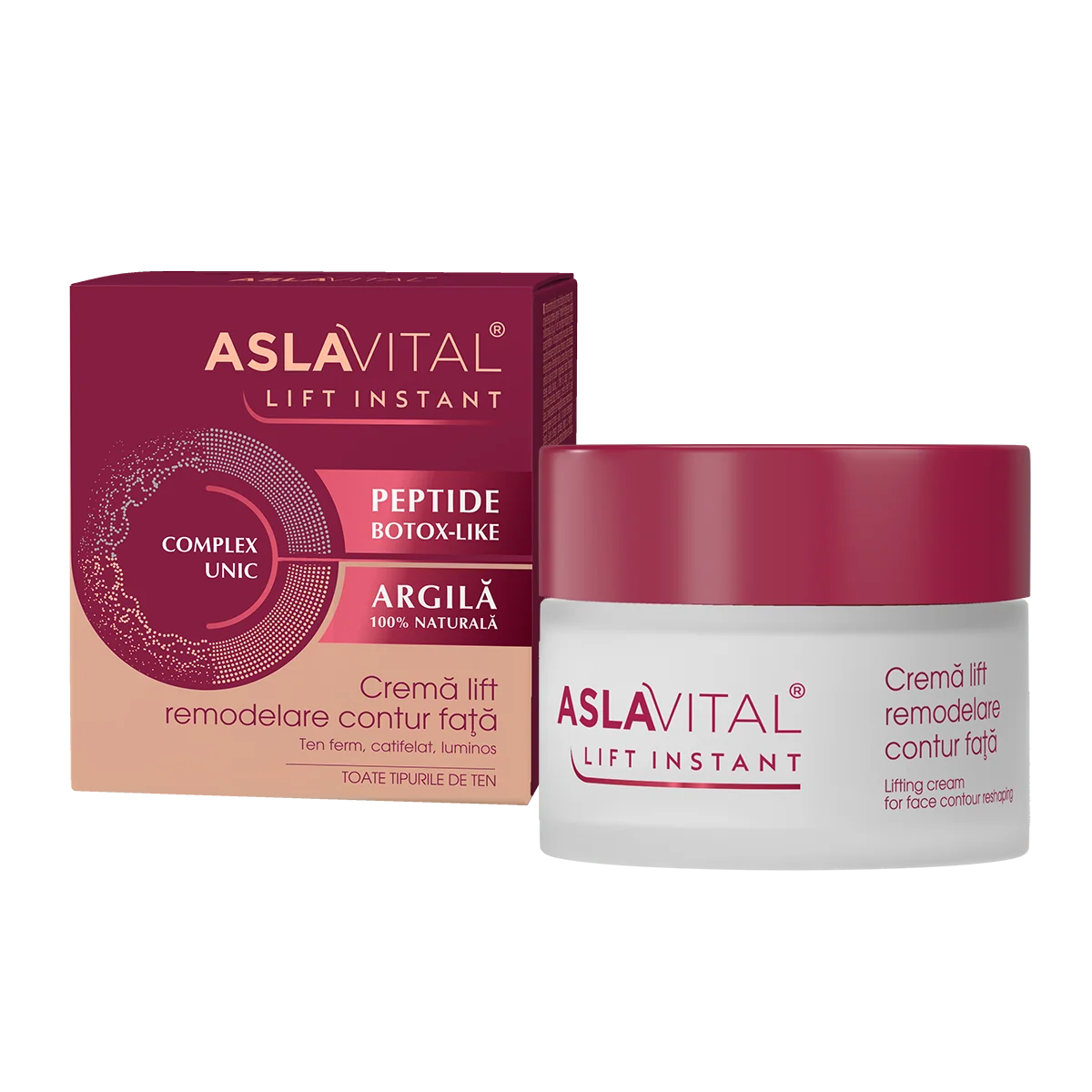 Crema lift pentru remodelare contur fata Lift Instant, 50ml, AslaVital