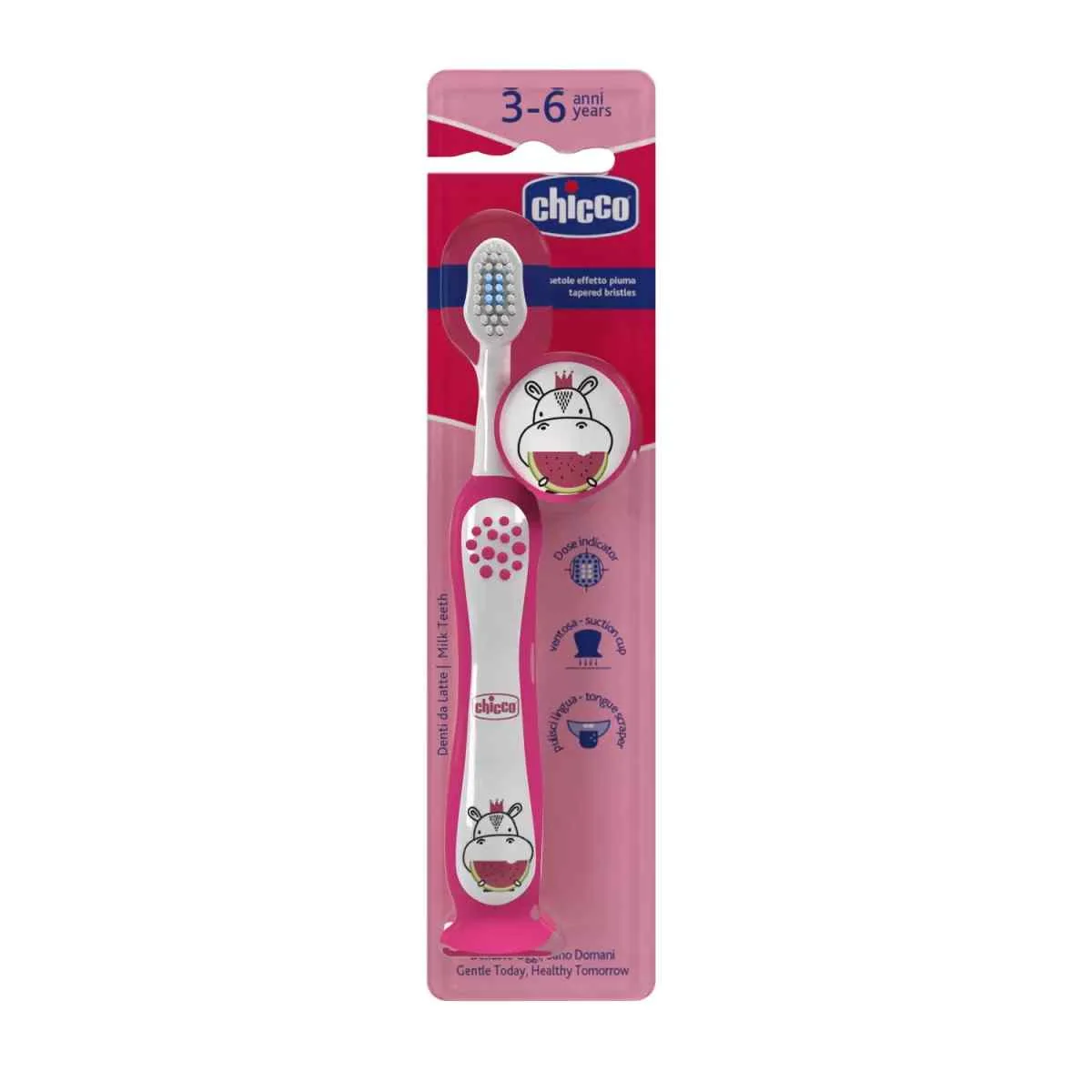 Periuta de dinti Hippo Roz 3-6 ani +, 1 bucata, Chicco