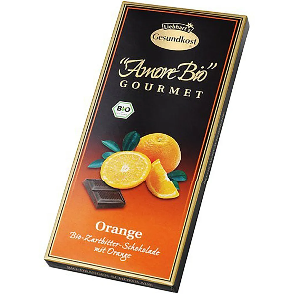 Ciocolata amaruie cu portocale si 55% cacao, 100g, Liebhart’s Amore Bio