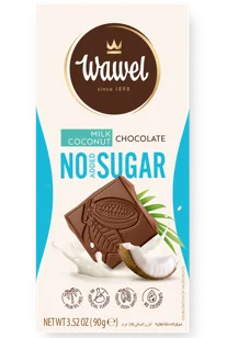 Ciocolata cu lapte si cocos fara zahar adaugat, 90g, Wawel