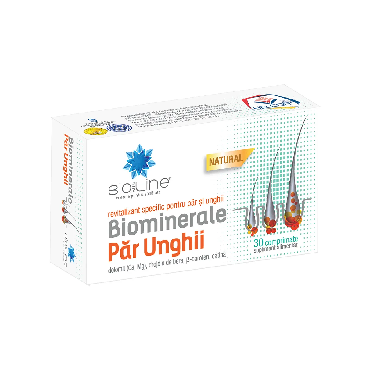 Biominerale pentru par si unghii, 30 tablete, BioSunLine