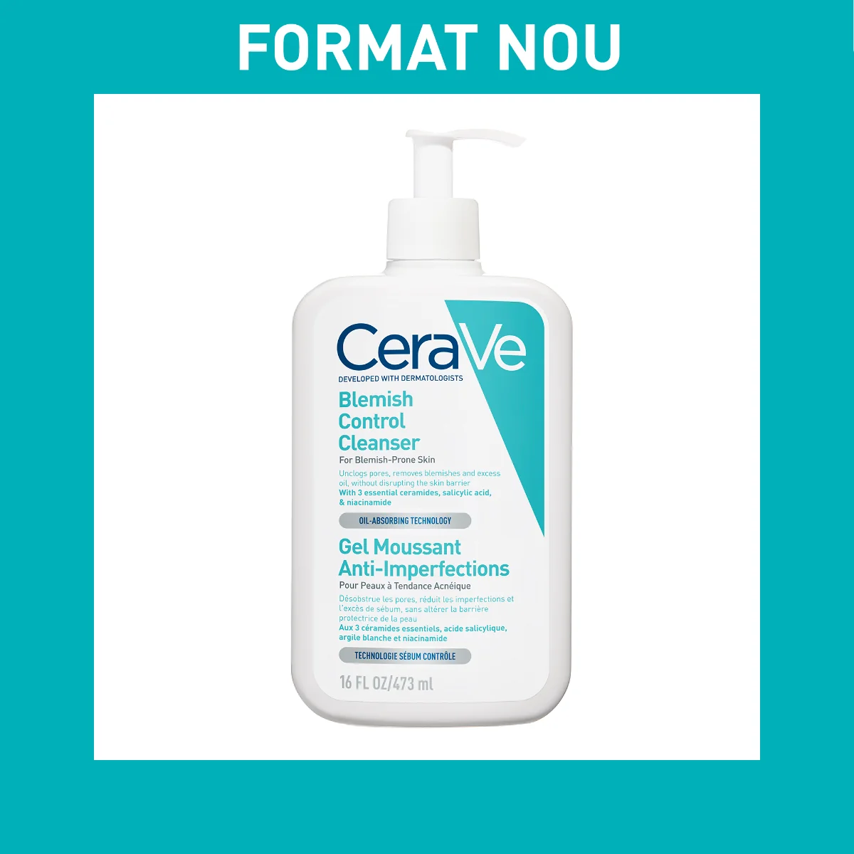 Gel de curatare spumant anti-imperfectiuni pentru ten cu tendinta acneica, 473ml, CeraVe