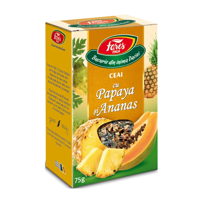 Ceai cu papaya si ananas, 75g, Fares
