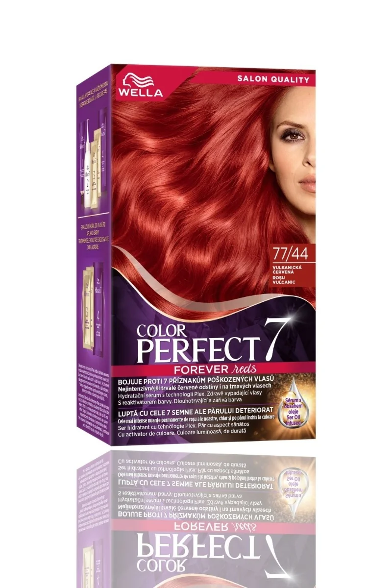 Vopsea de par permanenta Rosu Vulcanic 77/44 Color Perfect, 135ml, Wella