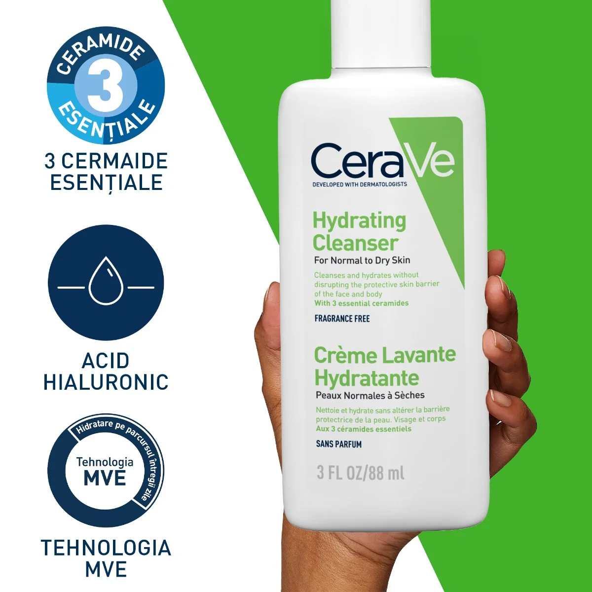 Gel de spalare hidratant piele normal-uscata Travel Size, 88ml, CeraVe