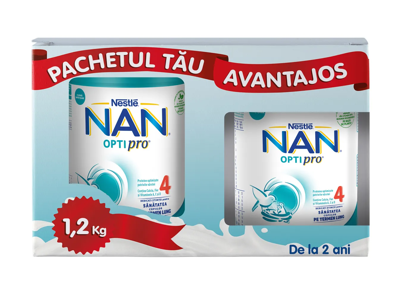 Pachet NAN 4 OPTIPRO pentru +2 ani, 800+400g, Nestle