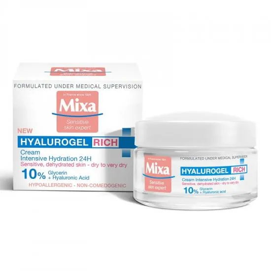 Crema hidratanta cu acid hialuronic pentru ten uscat Hyalurogel, 50ml, Mixa