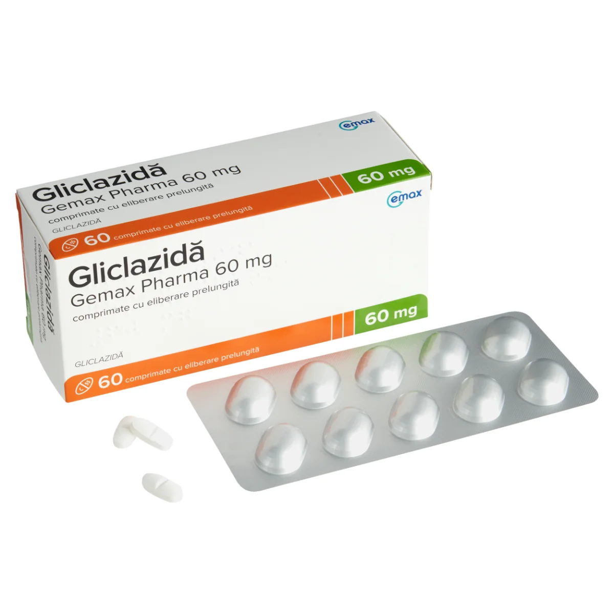 Gliclazida 60mg, 60 comprimate cu eliberare prelungita, Gemax
