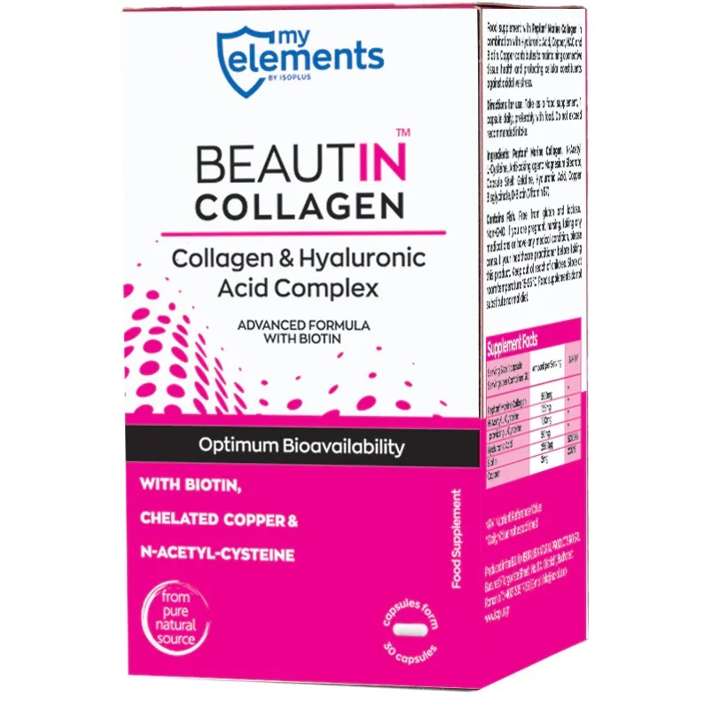 Complex Colagen & Acid Hialuronic cu Biotina Beautin Collagen My Elements, 30 capsule, Solgar