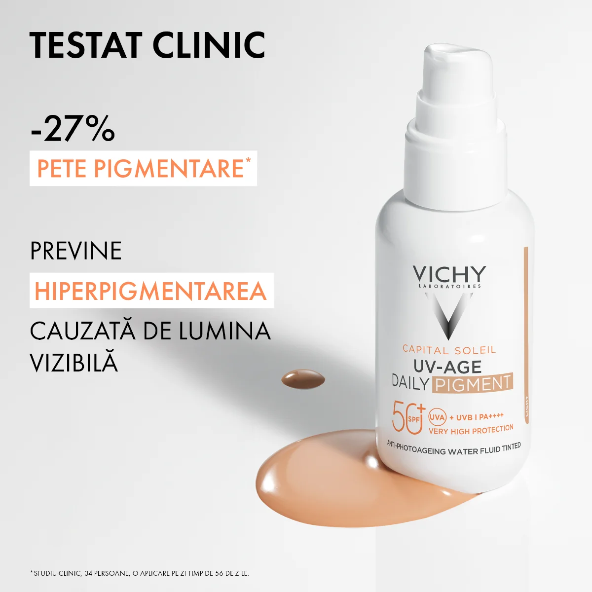 Fluid colorat apos anti-fotoimbatranire cu SPF50+ Capital Soleil UV-AGE DAILY, 40ml, Vichy