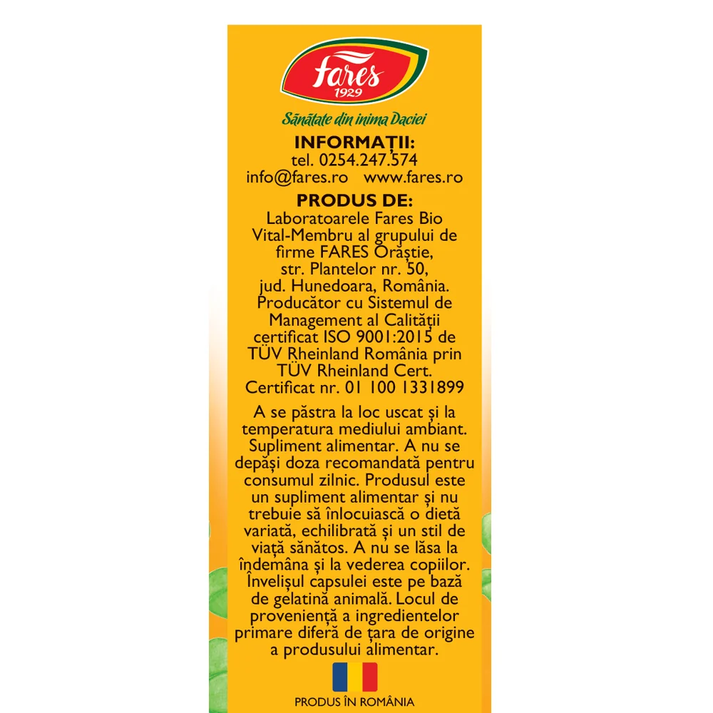 Zinc cu vitamina D3, 30 capsule, Fares
