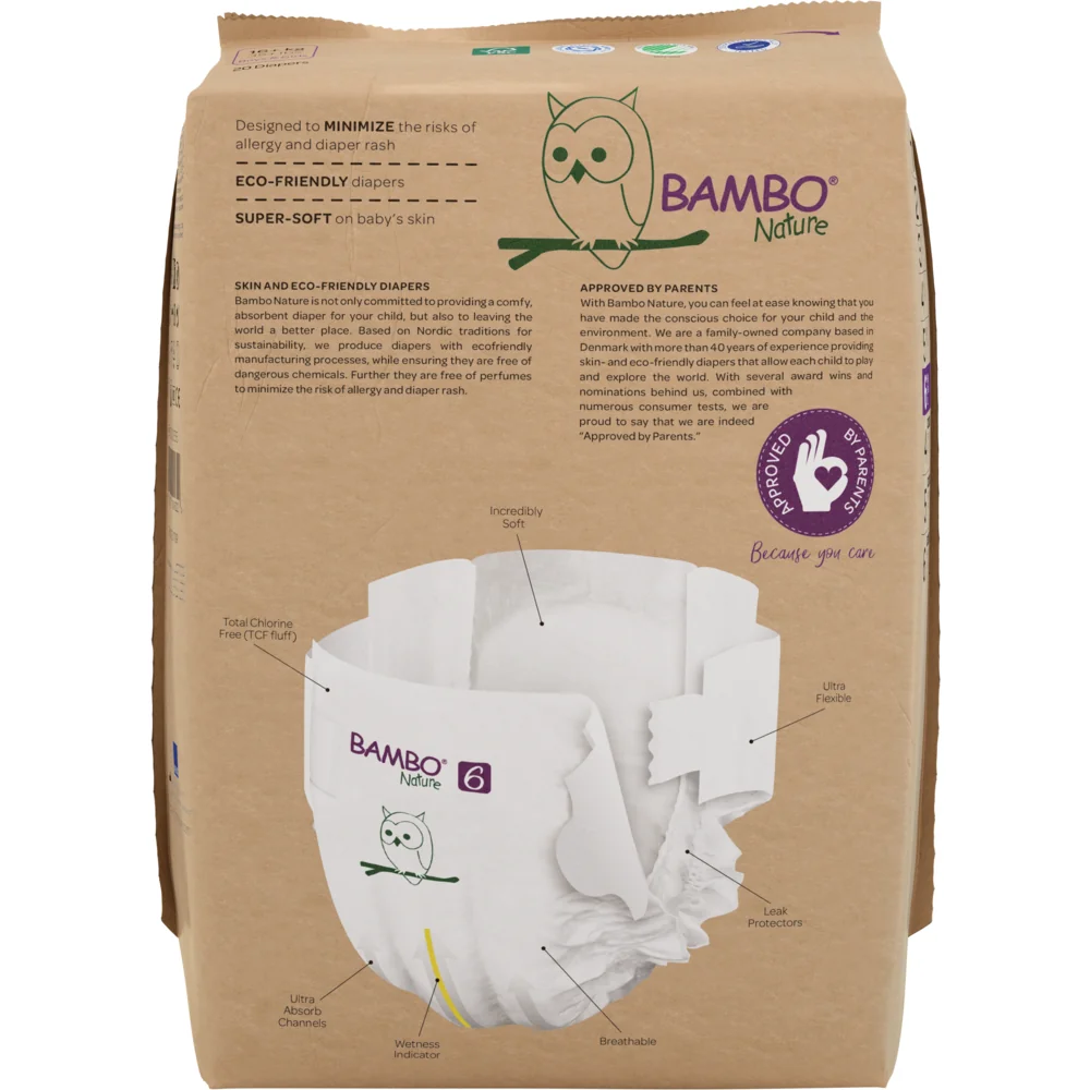 Scutece Eco Paper Bag Marimea Nr. 6 pentru 16kg+, 120 bucati, Bambo Nature