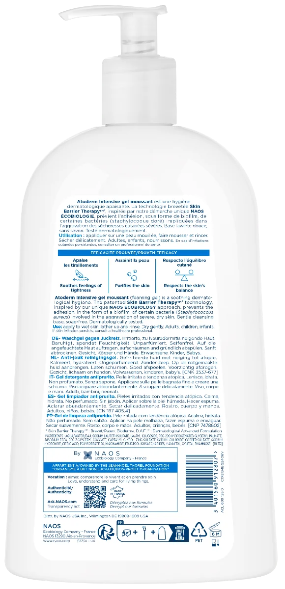 Gel spumant Atoderm Intensive, 1000ml, Bioderma